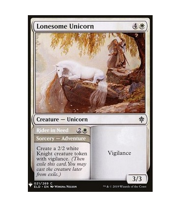 Unicornio solitario // Jinete en apuros [El trono de Eldraine: Extras] Lonesome Unicorn // Rider in Need