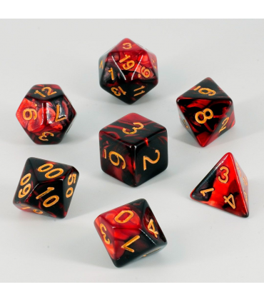 Set de 7 dados de rol - Negro/Rojo de White Weasel